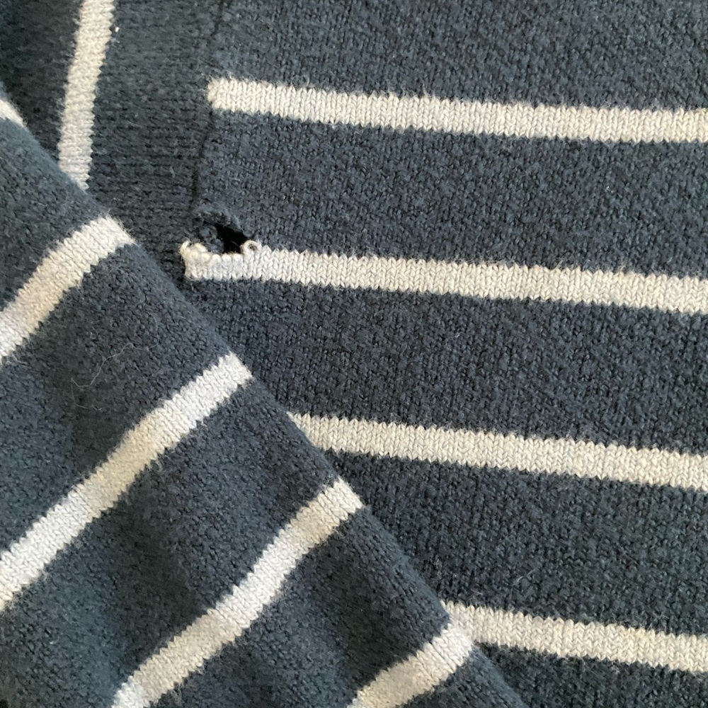 Draper James Navy Striped Half-Zip Pullover with Gold Zipper - Picture 8 of 8